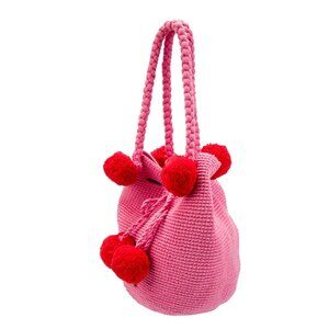 NWT Frances Valentine Haley Woven Bucket Bag Pink and Red - RARE SO CUTE !!!